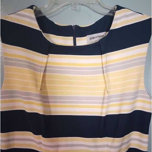 Shelby + Palmer sleeveless striped midi dress with belt - Picture 3 of 13